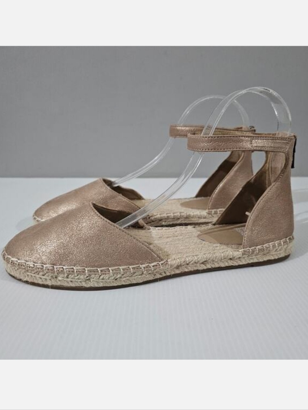 Eileen Fisher Lala Flat Espadrille Womens 9 Metallic Tan Leather Sandal